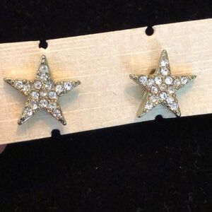 ⭐️Crystal sparkling stars silver tone classic stud earrings